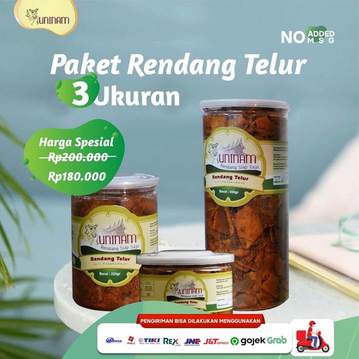 

Terlaris- Paket Rendang Telur 3 Ukuran/Rendang Telur 450Gr+225Gr+100Gr