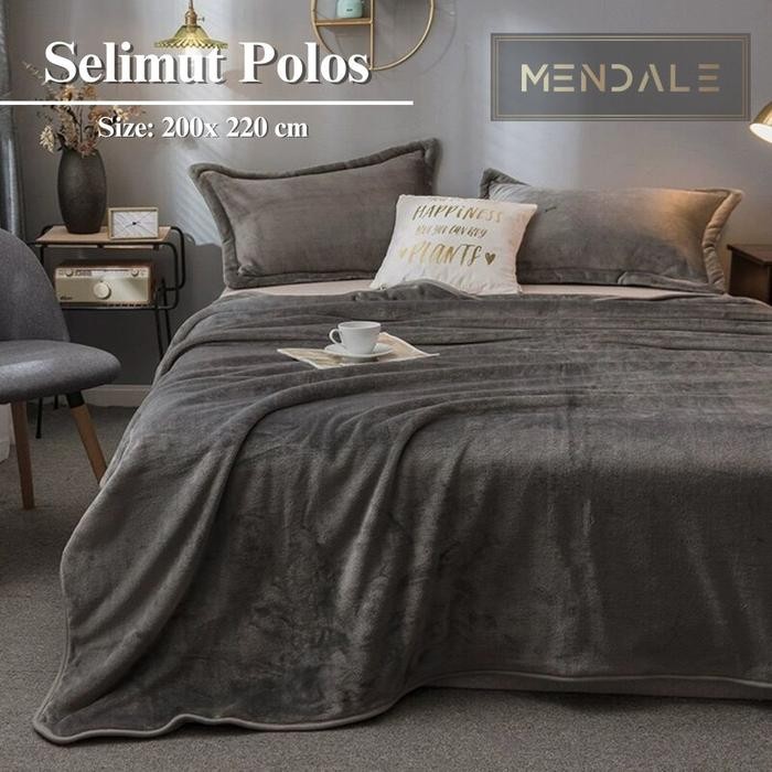 Selimut Polos Bahan Bulu Lembut & Halus Uk Dewasa 200 x 220 cm