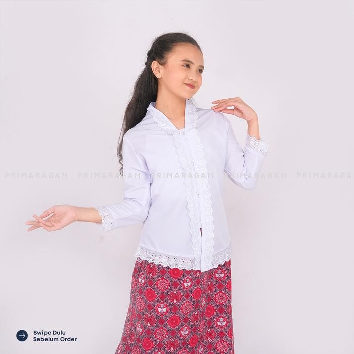 Primaragam Kebaya Anak Perempuan Modern Sd Smp Sma Atasan Baju Sekolah Adat Sunda Encim Putih