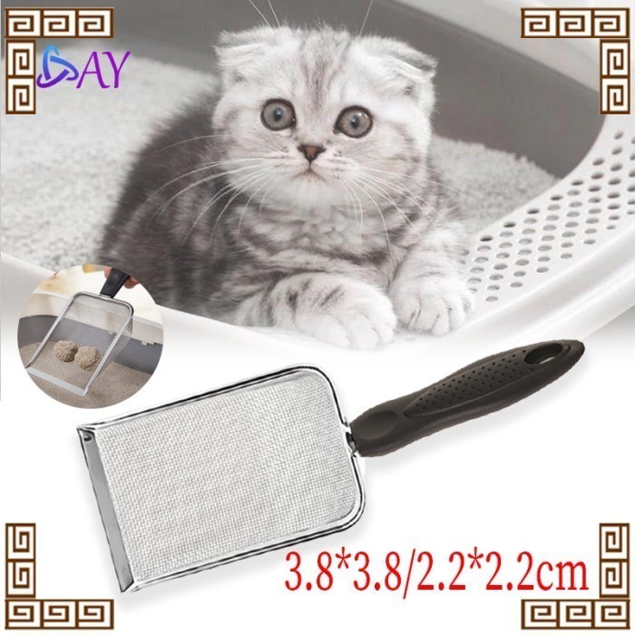 Fluffin- Sekop Serokan Pasir Stainless/Kucing Serokan Pasir/Kotoran Pup Kucing