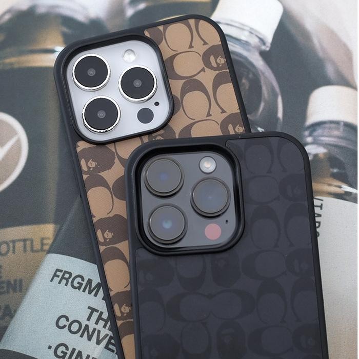 IDNS Hardcase Coach x Bape 01 Black Case Iphone 11 12 13 Pro Max 14 Pro Max 15 Pro Max