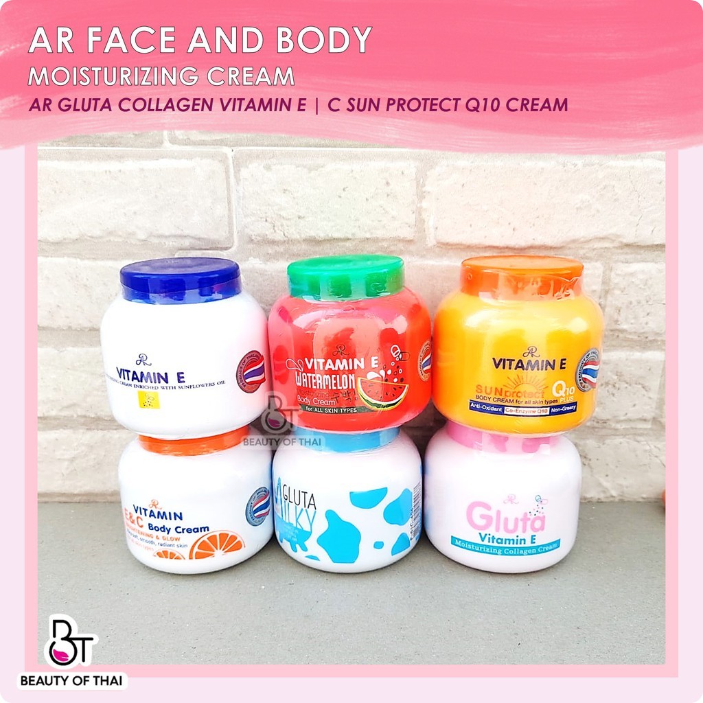 Ready selalu- AR FACE AND BODY MOISTURIZING CREAM AR GLUTA COLLAGEN VITAMIN E & C SUN PROTECT Q10