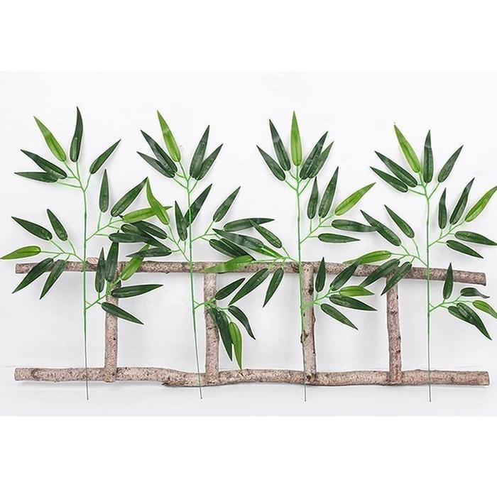 (12 Buah) Daun Bambu Artificial - Daun Bambu Plastik - Daun Bambu Hiasan - Daun Bambu Dekorasi Rumah