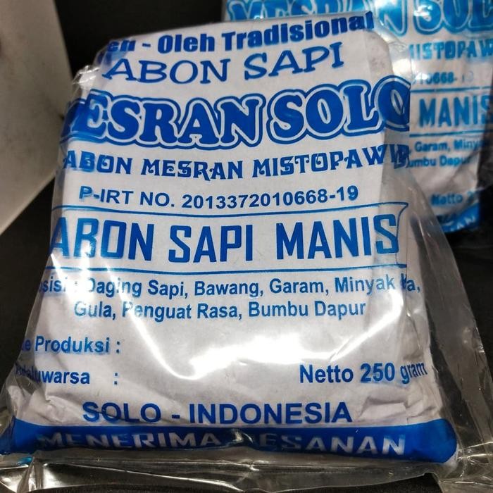 

Terlaris- Abon Sapi Mesran Solo Mistopawiro 250 Gram