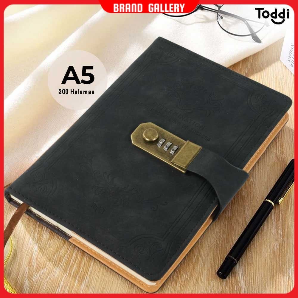 

Toddi Buku Jurnal Leather Diary A5 68GSM 200 Halaman Grid with Lock - TD100