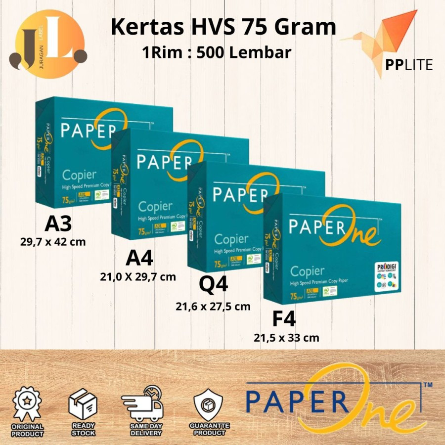

PaperOne 75Gr Q4 A4 F4 A3 Kertas HVS 1 Rim (500 Lembar)