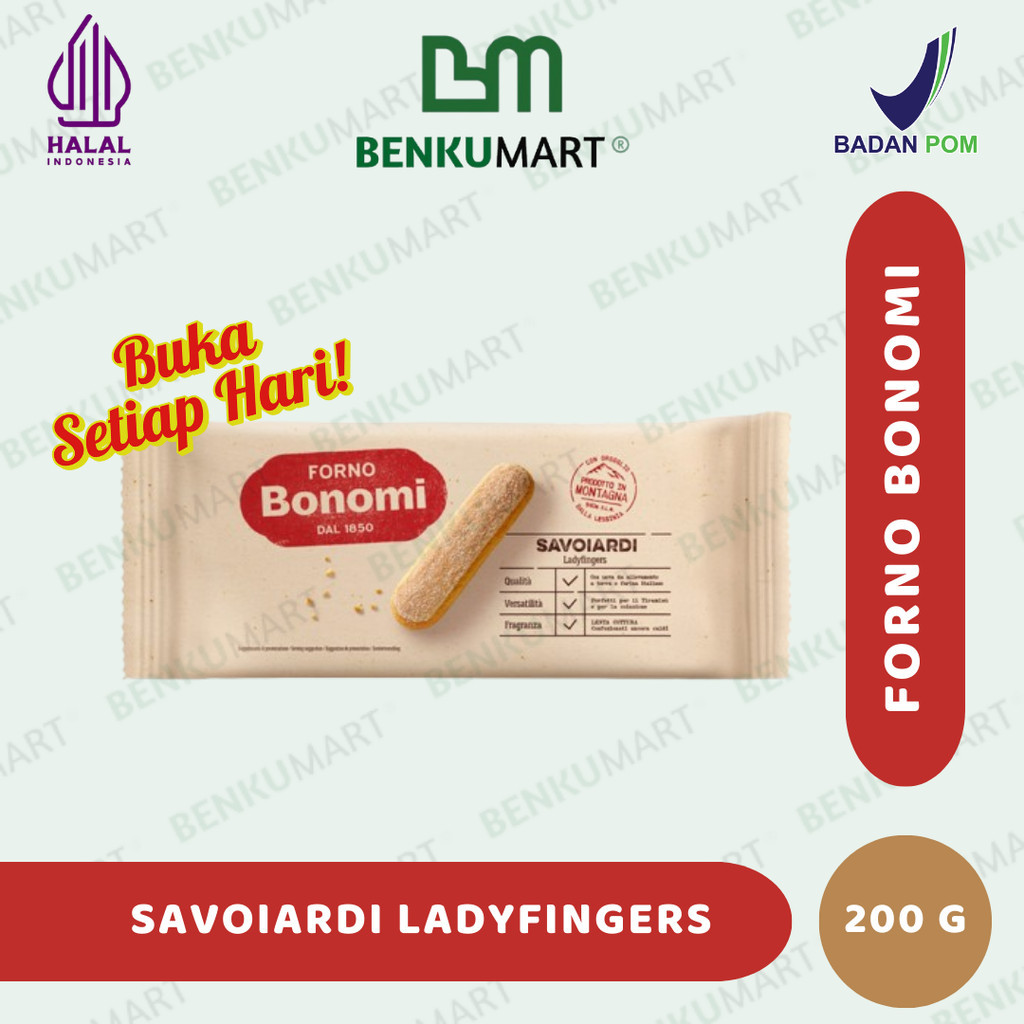 

Forno Bonomi Savoiardi Ladyfingers (200 gr) Biskuit Tiramisu Lady Finger 200 gram