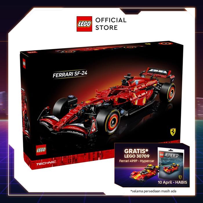 LEGO Technic 42207 Ferrari SF-24 F1 Car (1,361 Pieces) Mainan Susunan Balok (18 Tahun+)