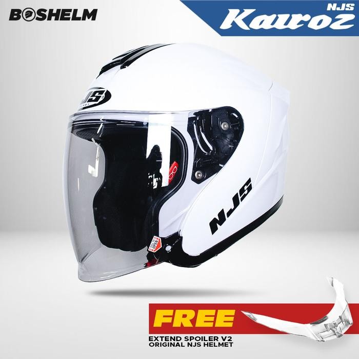 ReadyGan- NJS Kairoz PUTIH GLOSSY Helm Half Face SNI