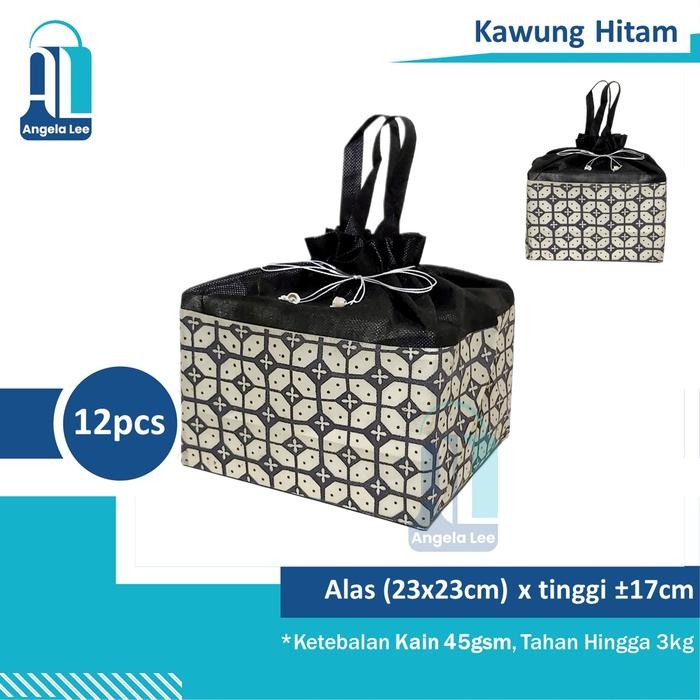 

Pesta- 12pcs Tas Kain Spunbond Serut Motif Batik Pesta Hajatan Besekan Ukuran 22x22