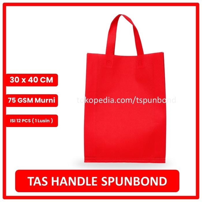 

Pesta- GOODIE BAG SPUNBOND HANDLE LUSINAN 30x40 / Tas Belanjaan Murah (Merah)