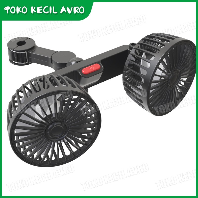 Portable Car Fan Kipas Angin Mobil 12 volt 24 Volt 360 Derajat Double Head USB Dengan 3 Kecepatan
