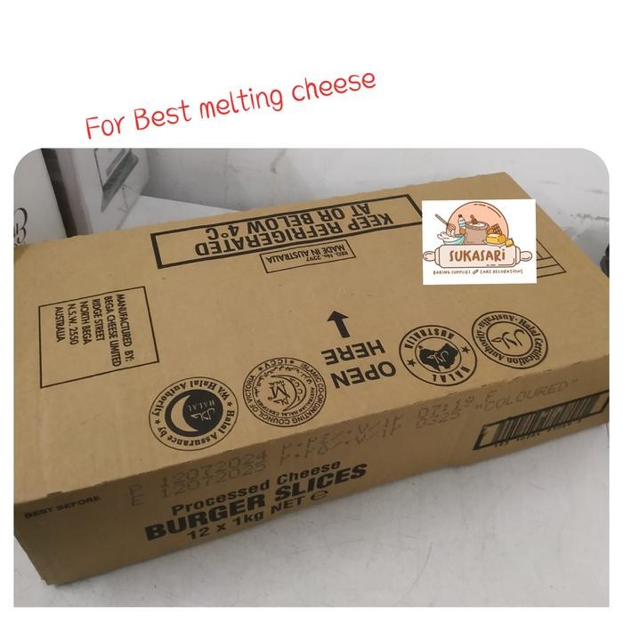 

BARANG TERLARIS Bega Red Cheddar Slice 1/3 kg 28 Slice Keju Burger Melted leleh Australia