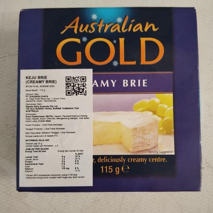 

BARANG TERLARIS Keju Creamy Brie Australian Gold 115gr
