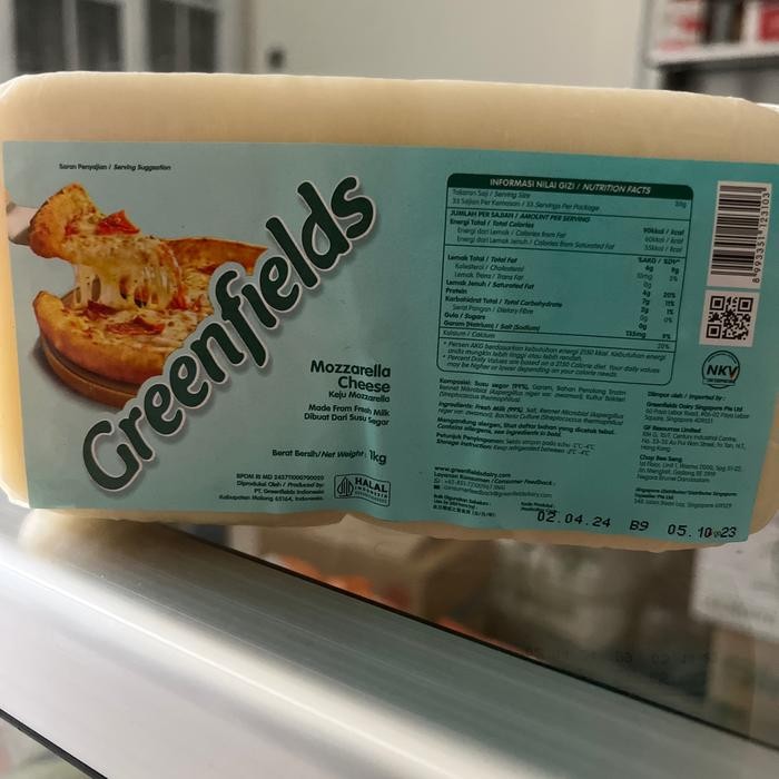 

BARANG TERLARIS Greenfields mozzarella cheese block 1kg keju mozarella