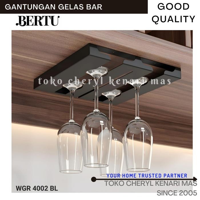 HOT SALE GANTUNGAN GELAS WINE 2 BARIS RAK GELAS GANTUNG HITAM BLACK 3 4 BARIS