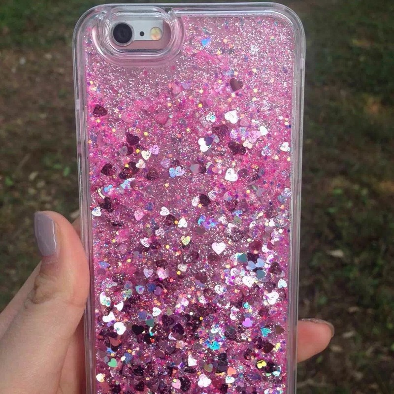 Glitter Liquid Quicksand Case For Iphone 5S Se2016 Bling Love Heart Phone Case For Iphone 6S 6 7 8