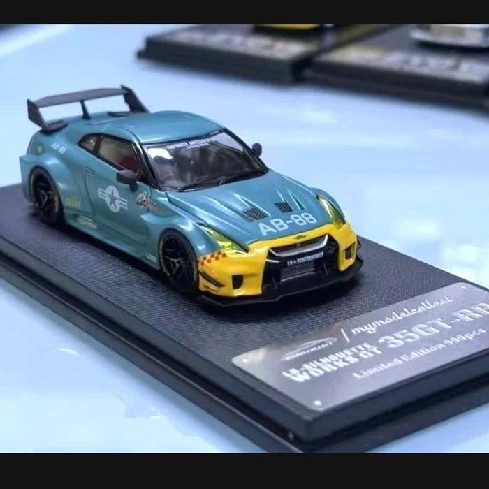 Nissan GTR R35 LBWK Liberty Walk AB-88 ARMY blue grey Mymodelcollect