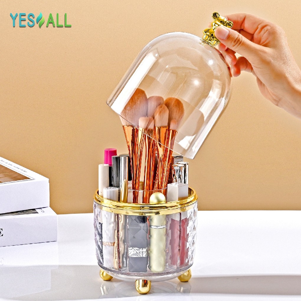 YESALL rak makeup kosmetik crystal transparan aesthetic rak kosmetik putar 360 derajat aesthetic