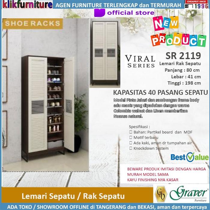 Terbaru Sr 2119 Viral Graver Lemari Sepatu Rak Sepatu 40 Pasang