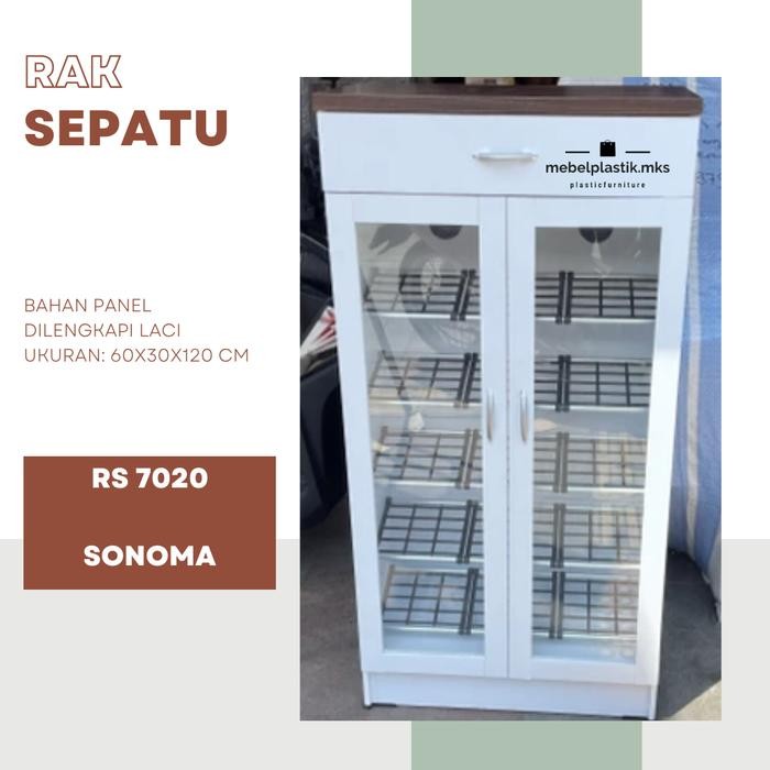 Terbaru Rak Sepatu Kaca/ Tempar Sepatu Kaca Laci Panel Putih Susun 5 Susun 6