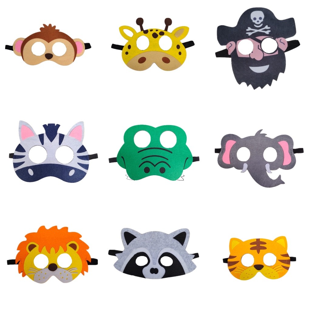 Makmur_55 Topeng Flanel Karakter Hewan Bajak Laut Perlengkapan Pesta