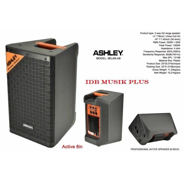 Speaker Aktif 8 inch ASHLEY MILAN A8 A 8 Original ASHLEY