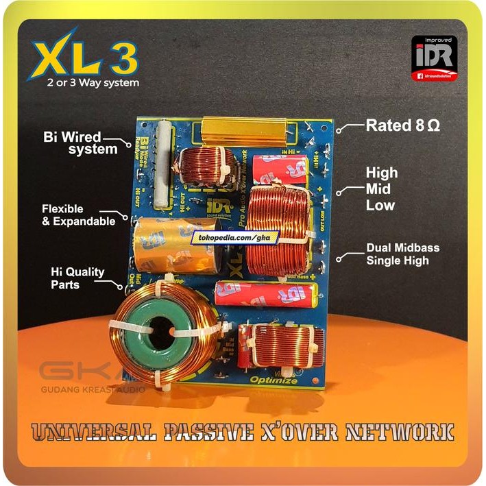 Crossover 2 or 3 way iDR XL 3 Pasif crossover UNIVERSAL Premium