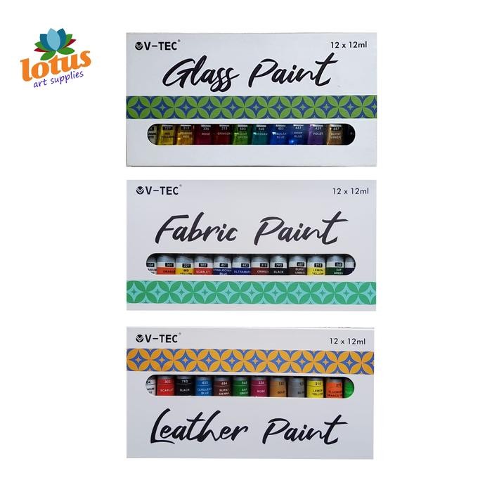 

V-Tec Fabric Leather Paint Color Cat Kain /Textile / Kulit Set 12X12Ml