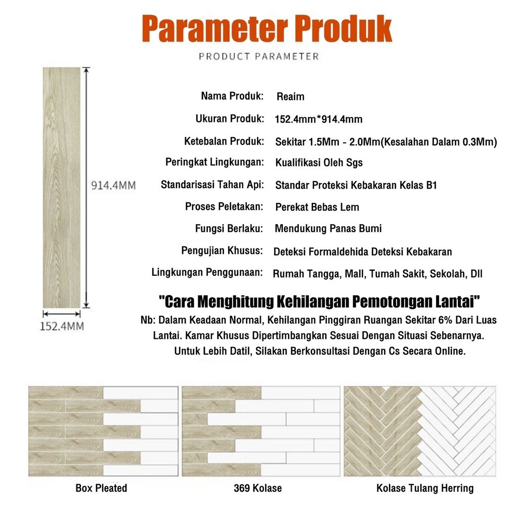 LAZZEN - 1 BOX [36 PCS] KARPET LANTAI VINYL Lantai Vinyl Stiker Perekat Vinyil Lantai Kayu