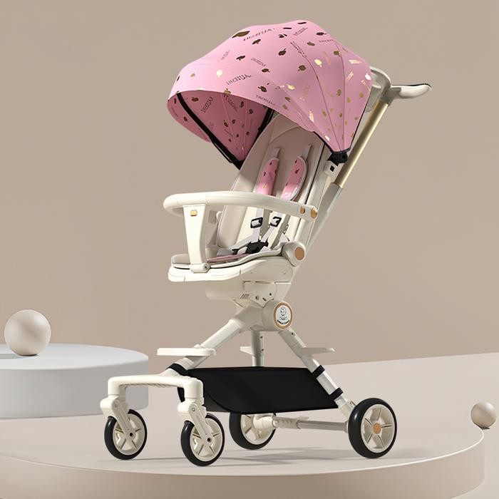 Momiyo- Topborn Stroller Bayi Dapat Dilipat Bisa Duduk Atau Berbaring Kursi Dapat Diputar 360