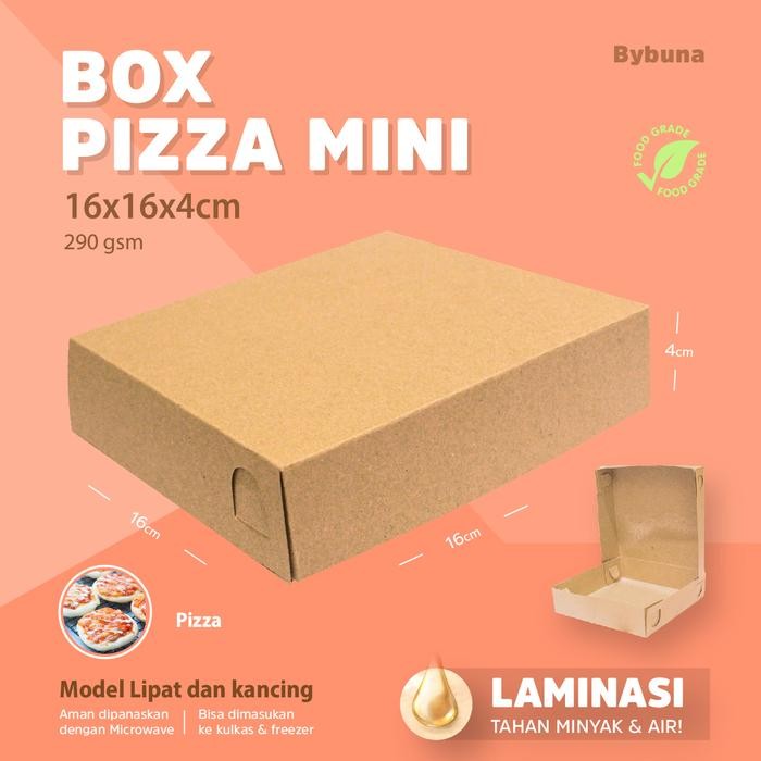 BOX PIZZA MINI 16X16 KRAFT LAMINASI DUS TAKOYAKI KOTAK MAKAN