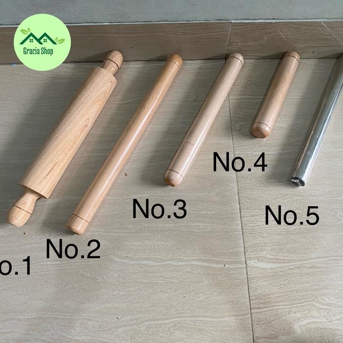 JTTOP" ROLLING PIN KAYU STAINLESS PENGGILING ADONAN PINGGILAS KUE ROLLER STIK