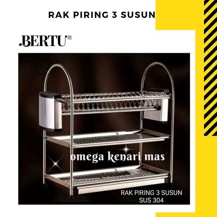 Rak Piring 3 Susun Stainless Steel 304 Rak Dapur