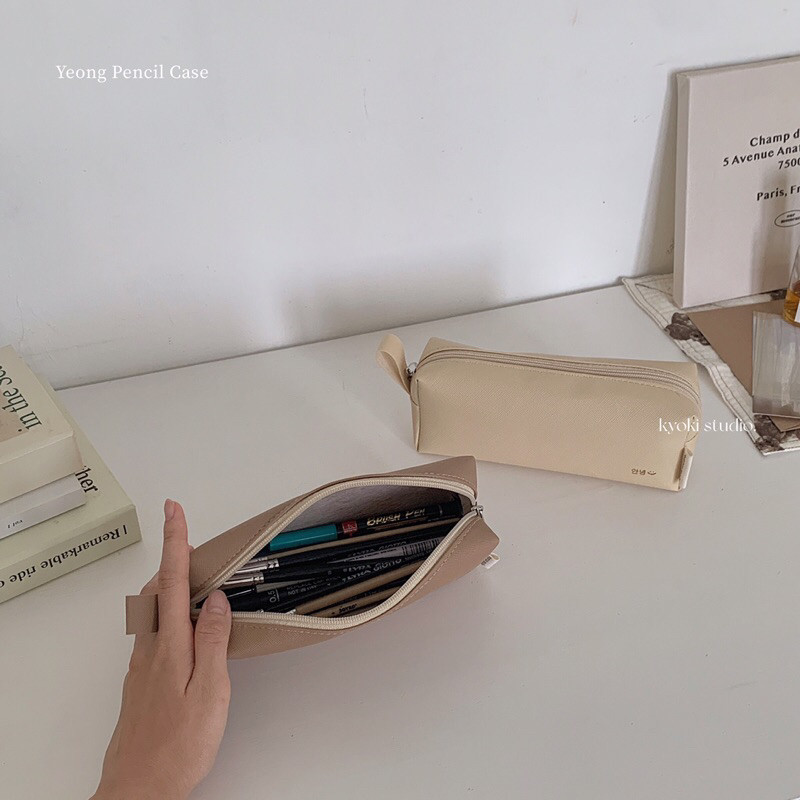

Yeong Pencil Case - INS Korean Pencil Case Kotak Pensil Faux Vegan Leather Custom Nama Free Name