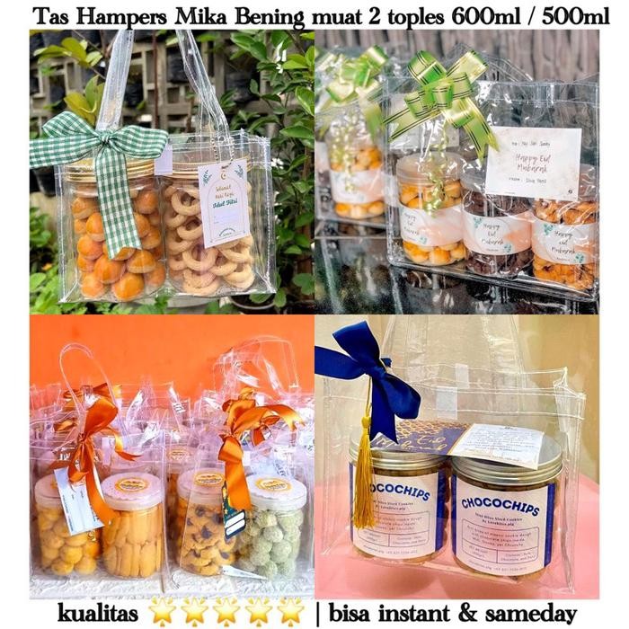 Tas Hampers Full Mika muat 2 toples jar 500ml / 600 ml tas kue kering