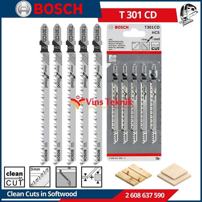 PREMIUM Mata Gergaji Kayu Jigsaw Clean for Wood T301CD Bosch T 301 CD