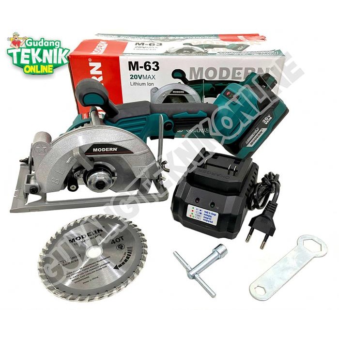 PREMIUM Mesin Circular Saw 5" CORDLESS M63 MODERN 20V / Sirkel Circular Saw 5 Inch BATTERY BATERAI M