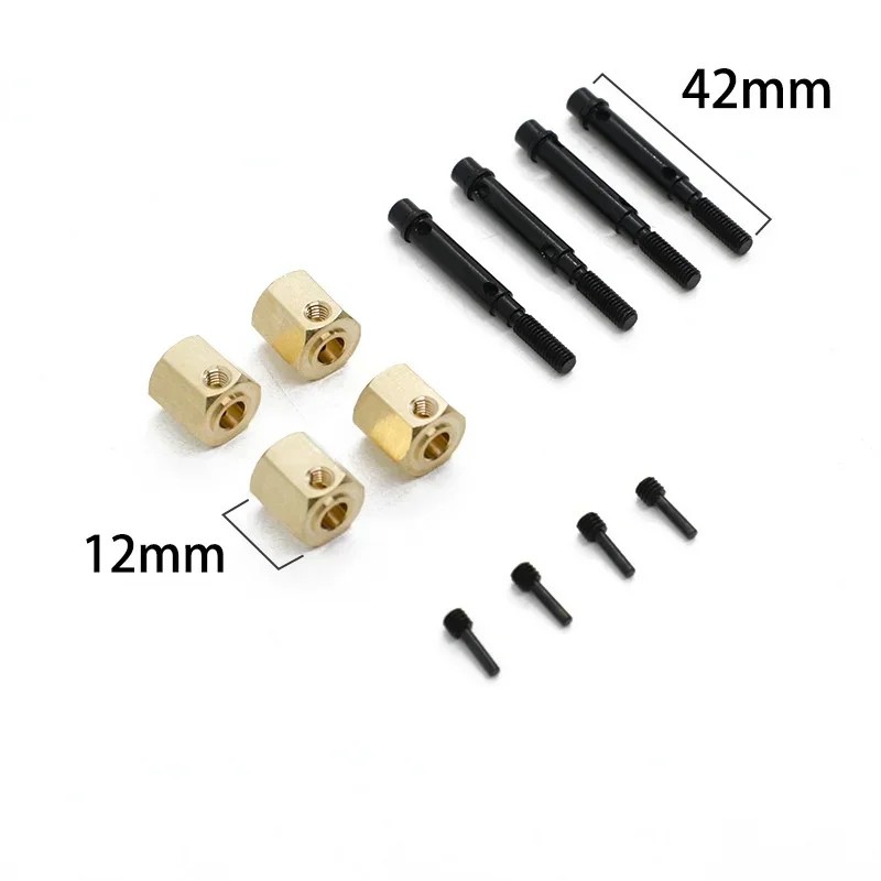 IMPORT 4PCS Brass 12mm Wheel Hex Extended Adapter with Wheel Shaft for YK4082 YK4102 4103 YiKong RC