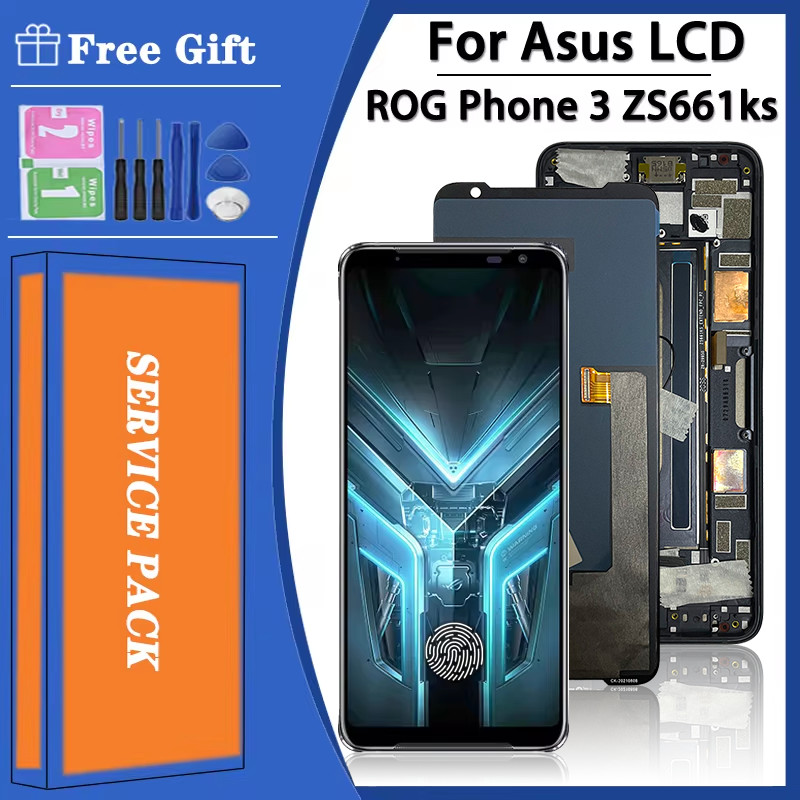 6.59"Original AMOLED For Asus ROG Phone 3 Strix ZS661KS LCD Display Screen+Touch Panel Digitizer For