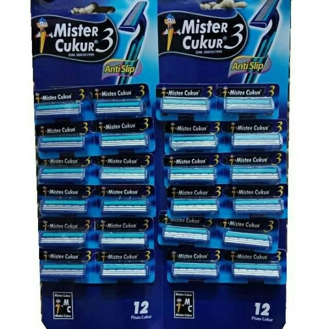 PREMIUM (ORI) GILLETTE MISTER CUKUR 3 MATA PISAU /ALAT CUKUR KUMIS 24PCS