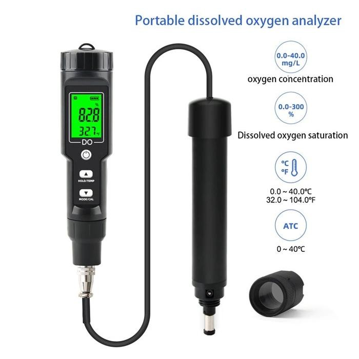 PREMIUM Alat Ukur Kadar Oksigen Air Dissolved Oxygen Analyzer DO Tester Oksigen Water Quality Meter