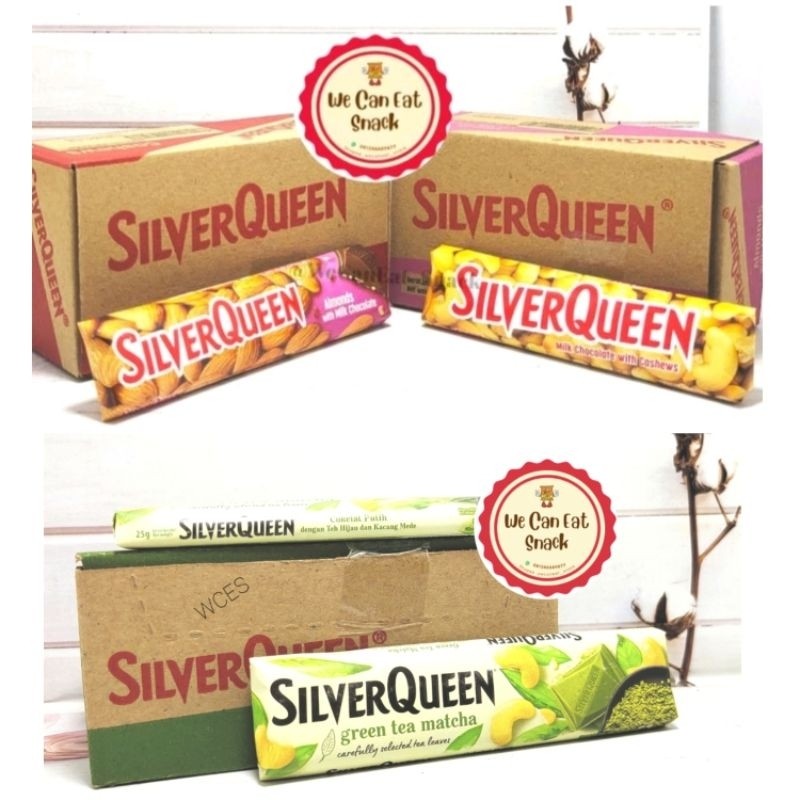 

SilverQueen Milk Chocolate Cashew Almonds Matcha 25gr (1 Box isi 10)