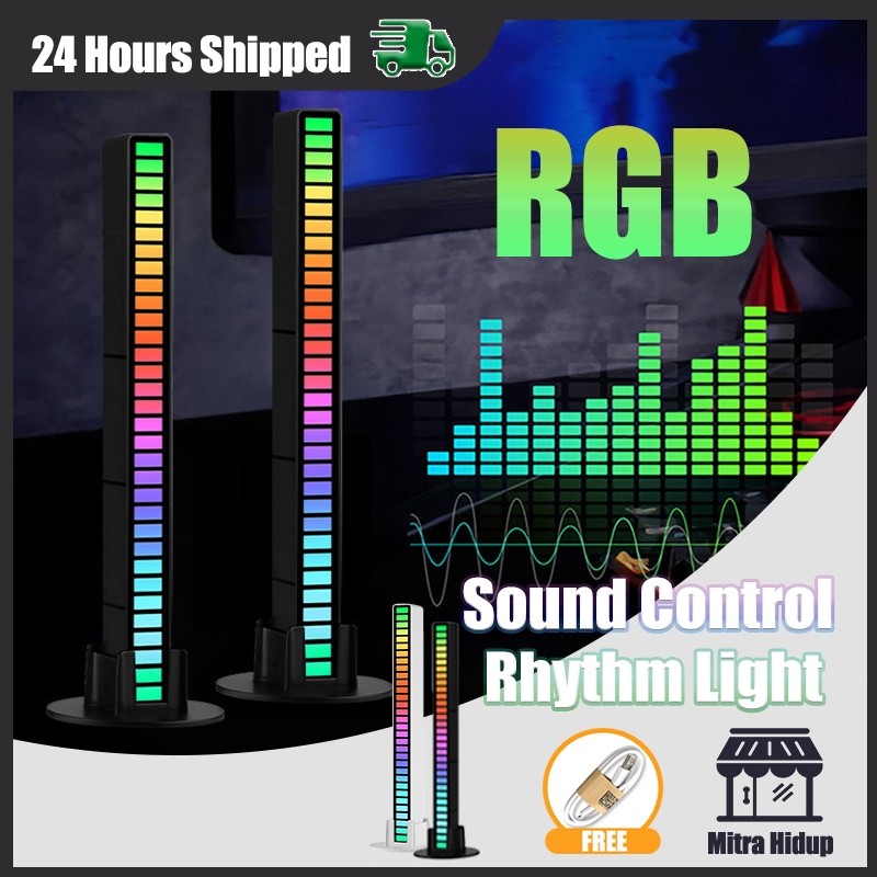 RGB MUSIC STRIP ATMOSPHERE LIGHT LED BAR LAMPU EQUALIZER AUDIO SPECTRUM LAMPU HIAS RGB MUSIK LED