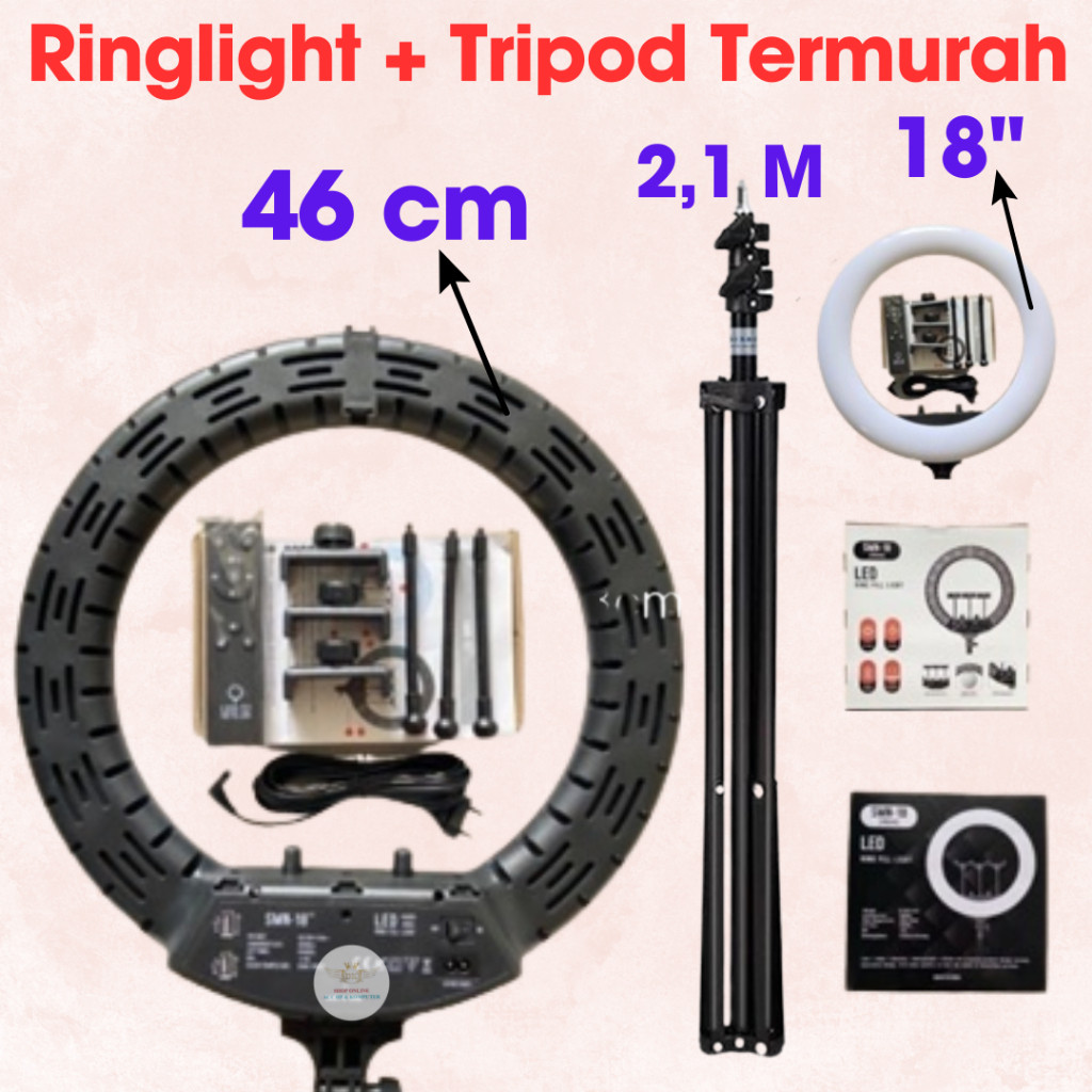 SMN-RINGLIGHT BESAR 18INCHI 46CM LED RING LIGHT LAMPU MAKE UP MUA BEST CAHAYA TERANG TERMURAH
