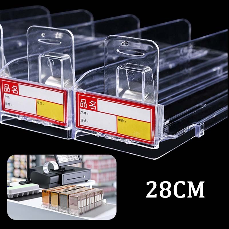Pusher Rokok 28cm Rak Rokok Acrylic Automatik Pusher Akrilik Dengan Pendorong 1 Baris Pusher