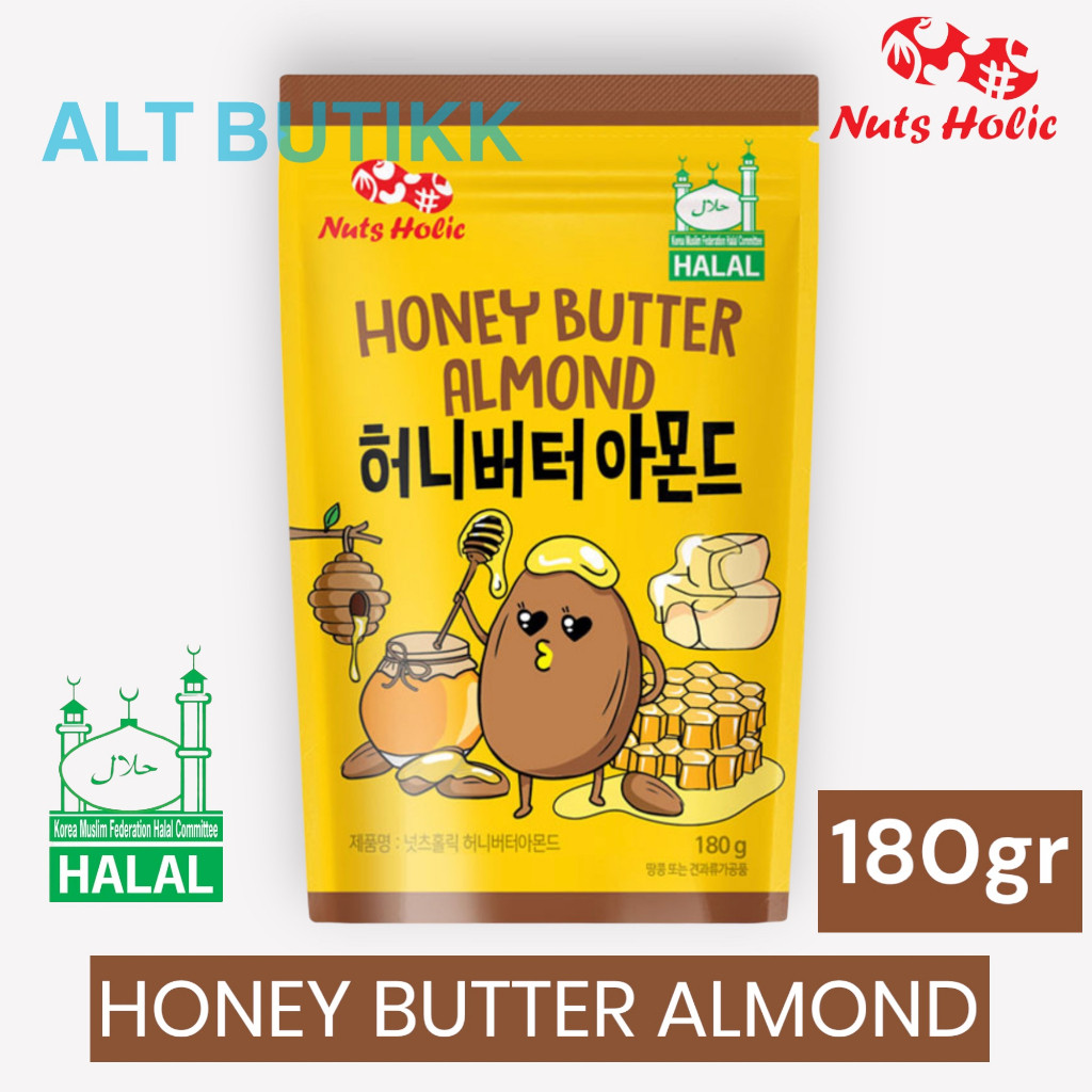 

NUTS HOLIC HONEY BUTTER ALMOND 180 GR SNACK KACANG ALMOND PRODUCT OF KOREA