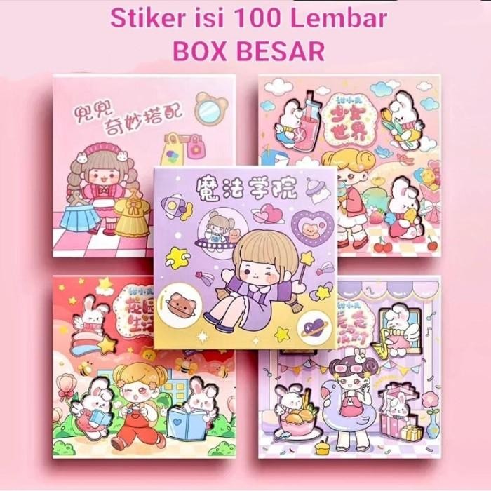 

.........] GROSIR JUALAN 100 BUKU Stiker MOMO 100 Lbr Sticker Korea PET Mainan