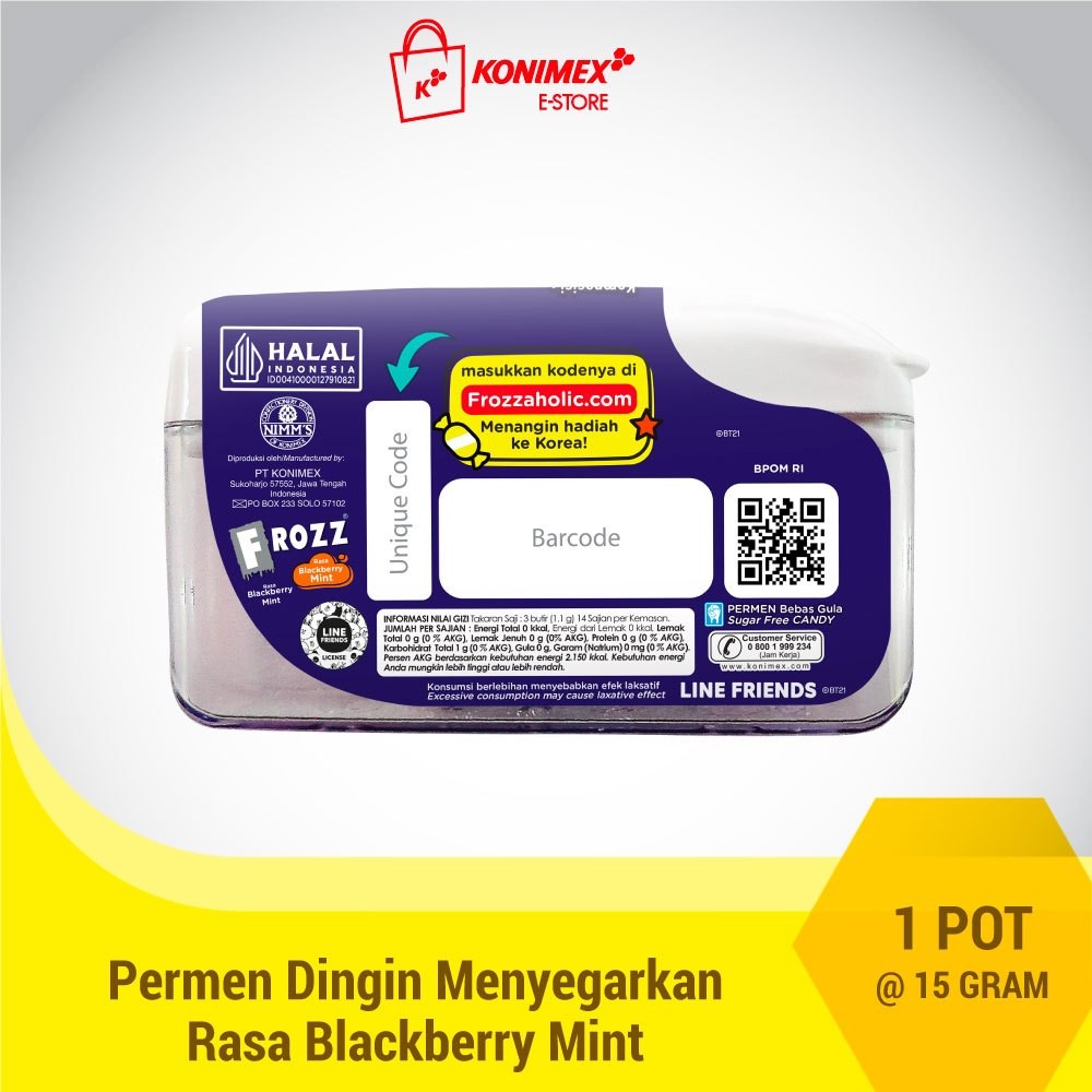 

FROZZ Blackberry permen bebas gula, rendah kalori & dingin menyegarkan