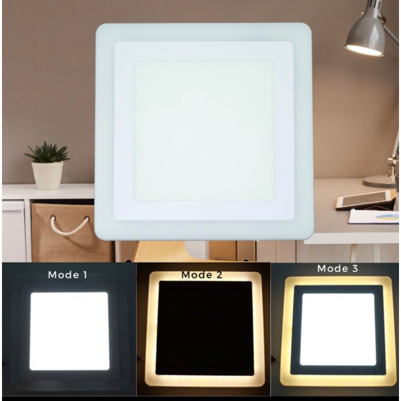 LAMPU DOWNLIGHT 2 WARNA LED 18W + 6W PUTIH LIST KUNING / BIRU 24W HIAS PLAFON RUMAH KAMAR DEKORASI